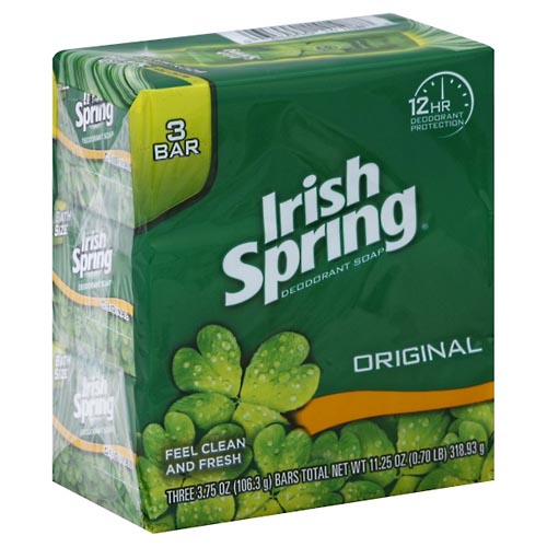 Image for Irish Spring Deodorant Soap, Original, Bath Size,3ea from MIDLOTHIAN APOTHECARY WATKINS CENTRE