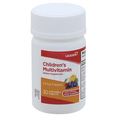 Image for Leader Children's Multivitamin, 3 Fruit Flavors, Chewable, Tablets,30ea from MIDLOTHIAN APOTHECARY WATKINS CENTRE