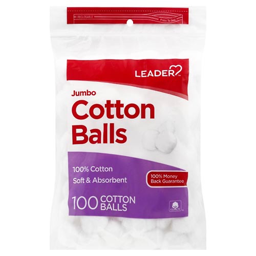 Image for Leader Cotton Balls, Soft & Absorbent, Jumbo,100ea from MIDLOTHIAN APOTHECARY WATKINS CENTRE