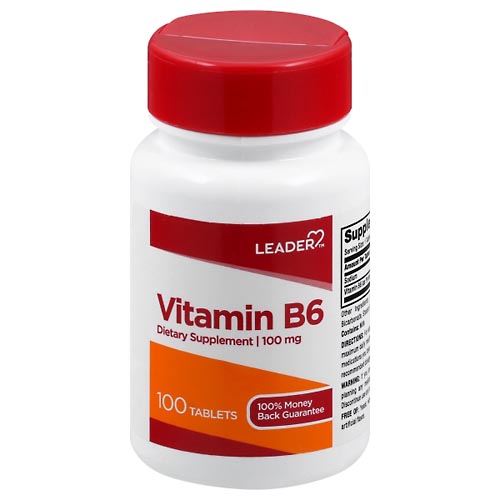 Image for Leader Vitamin B6, Tablets,100ea from MIDLOTHIAN APOTHECARY WATKINS CENTRE