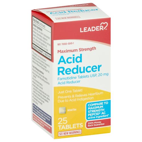 Image for Leader Acid Reducer, Maximum Strength, Tablets,25ea from MIDLOTHIAN APOTHECARY WATKINS CENTRE