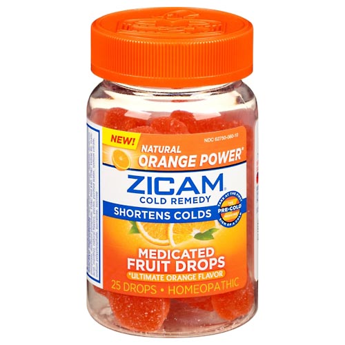 Image for Zicam Medicated Fruit Drops, Ultimate Orange Flavor,25ea from MIDLOTHIAN APOTHECARY WATKINS CENTRE
