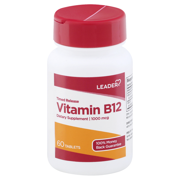 Image for Leader Vitamin B12, Timed Release, 1000 mcg, Tablets, 60ea from MIDLOTHIAN APOTHECARY WATKINS CENTRE